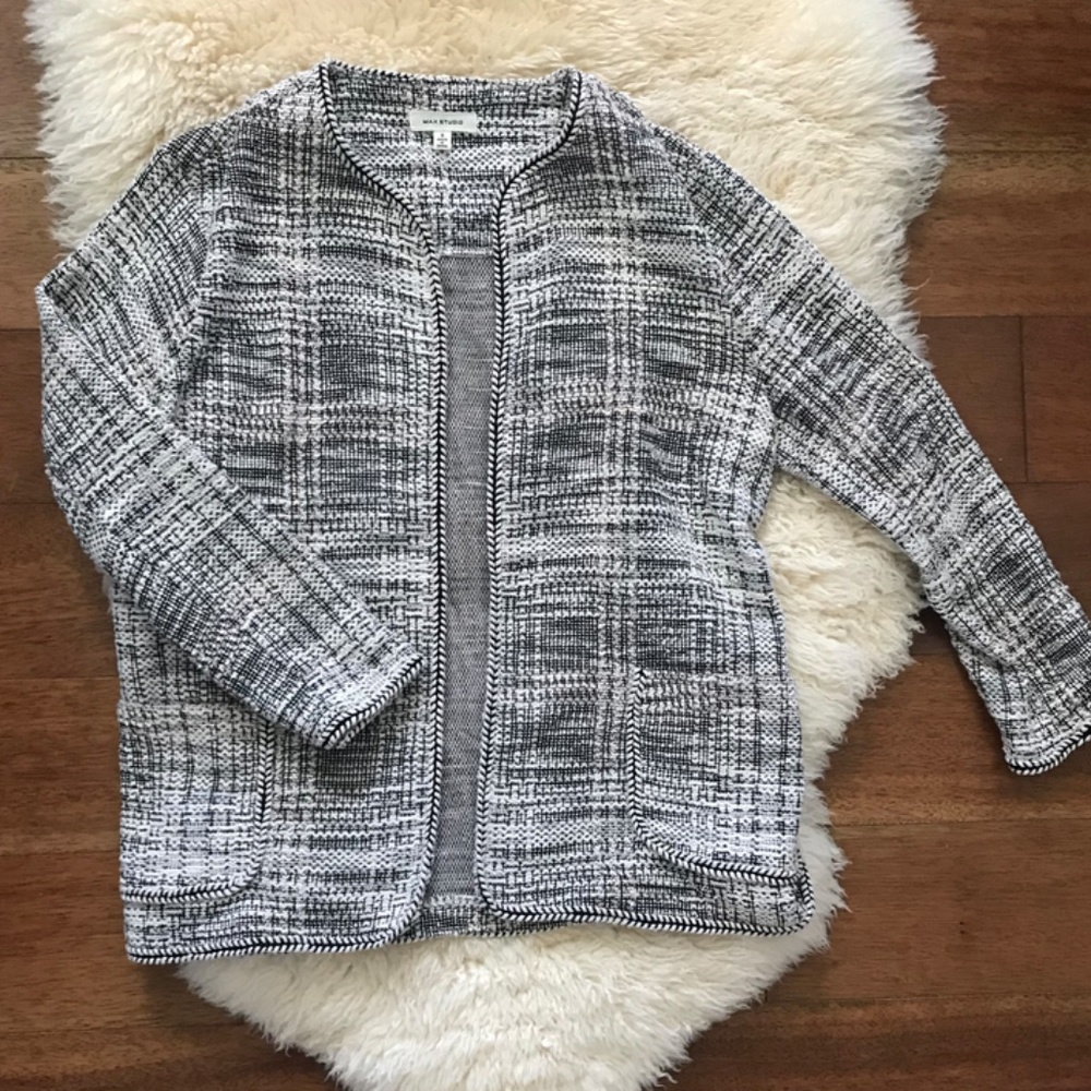 Max Studio Tweed Boucle Knit Short Jacket Cardigan